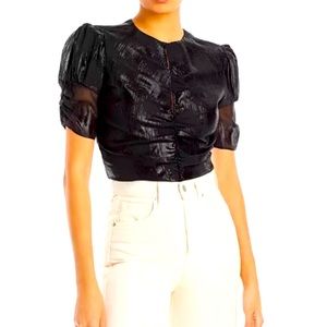 Frame ruched sleeve keyhole top size XS NWT